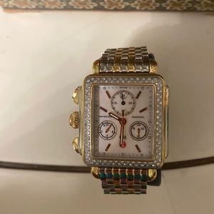 Michele Deco Two Tone Diamond bracelet watch